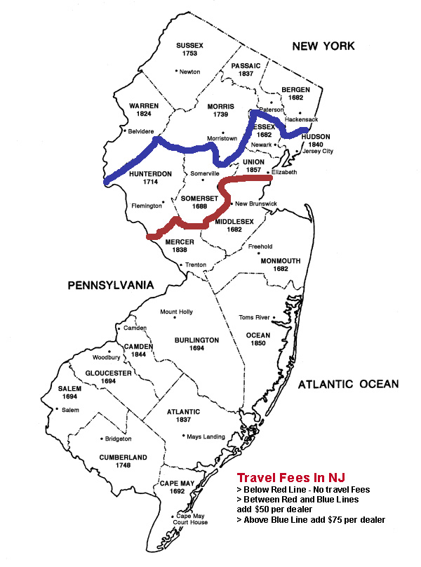 New Jersey Travel Fees Map
